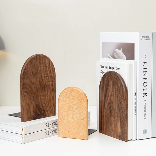 Nature Wooden Bookends Desktop Bookshelf Desk Organizer Office Home Book Accessories Storage Book Holder Wood Book Ends 1