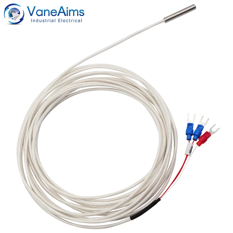 30mm Small Probe Thermocouple VaneAims Type K J PT100 0-600℃ 0.5/1/2/3M Braided Shielded Wire Sensor For Temperature Controller temperature sensor