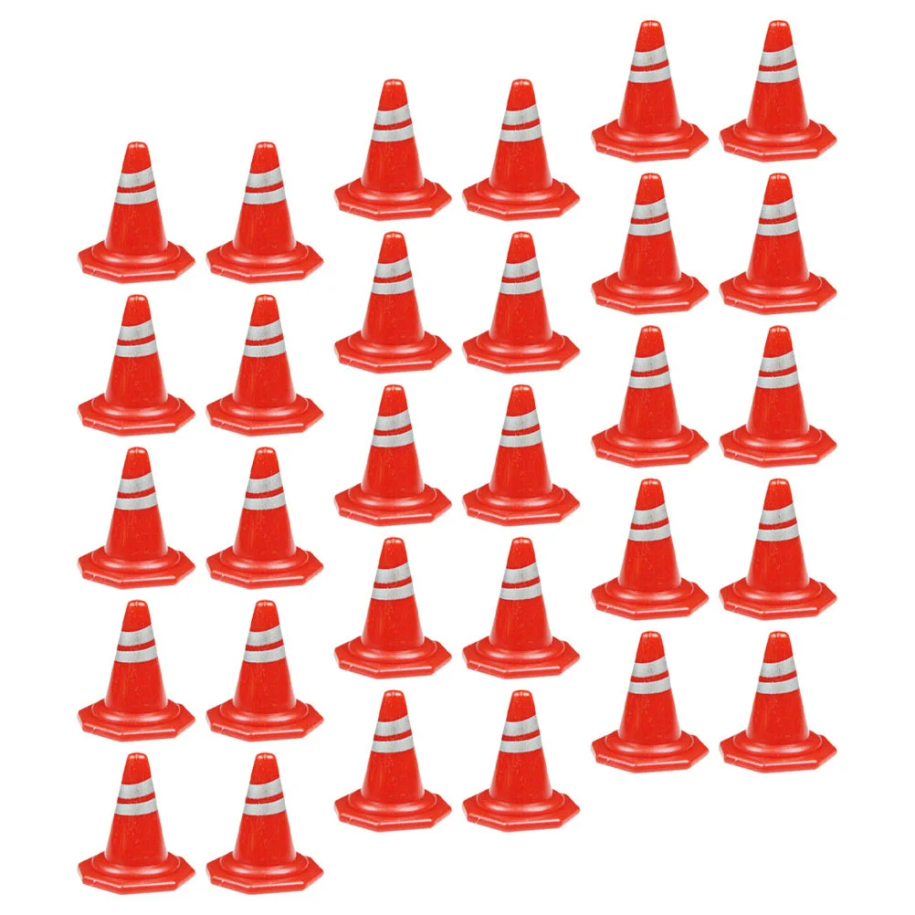 50 Pcs Traffic Sign Toys Mini Cones Road Street Signs Simulation Roadblocks Toy Traffic Barricade Toys Construction Sign