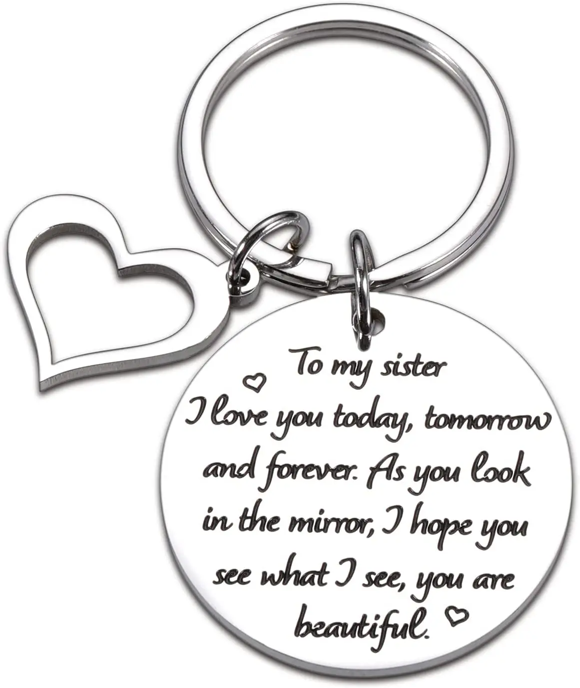 To My Sister Keychain - Heartfelt Gifts For Sisters, Best Friends, BFFs | Birthday, Christmas, Graduation, Wedding Day