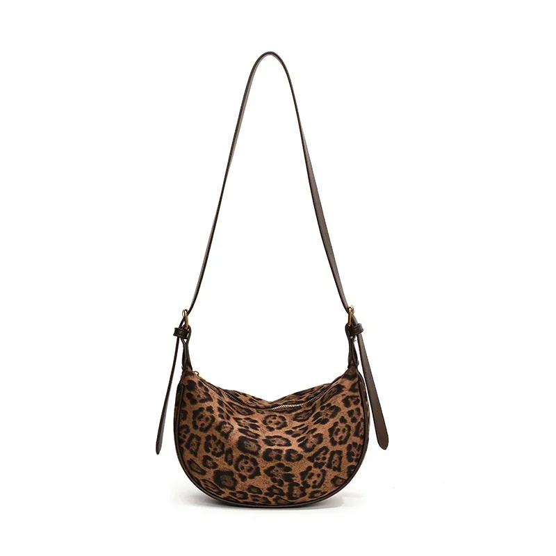 New Simple Leopard Print Zipper Nylon Youth Crossbody Bags 2025 High Quality Large Capacity Casual Commute Shoulder Bags - Image 6
