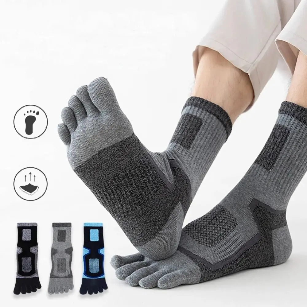 

Compression Mesh 5 Finger Socks Thick Antibacterial Ankle Crew Socks Sweat Absorbing Comfortable Tube Casual Socks
