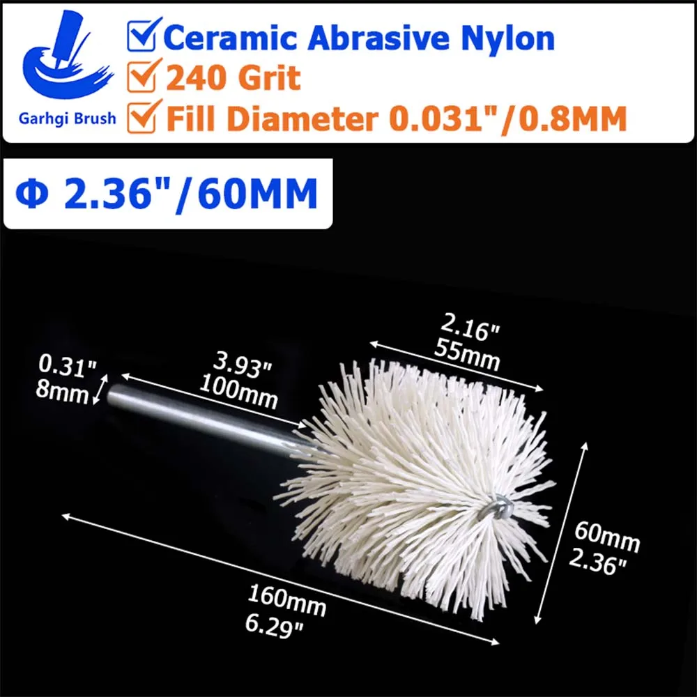 Ceramic Abrasive Nylon Tube Brushes for Surface Prep and Polishing