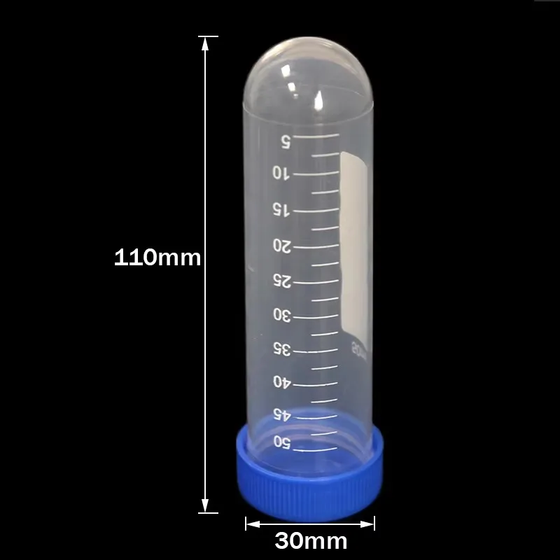 Laboratory Sample Screw Round Bottom Plastic Test Tube Ep Tube with Scale Screw Cap Centrifuge 50ML/15ML/10ML 50Pcs