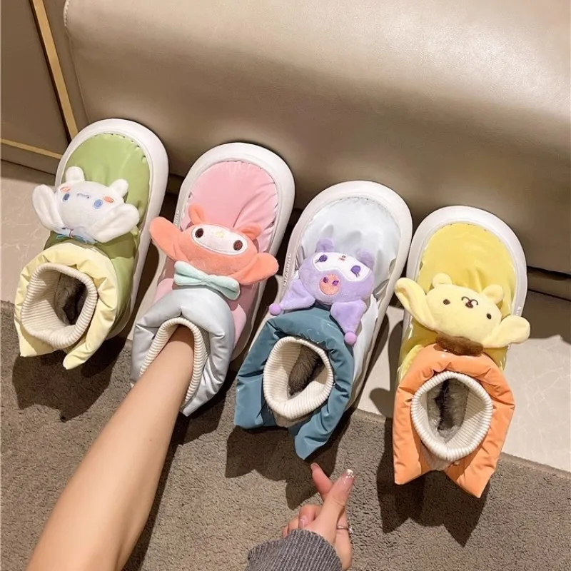 

Cartoon My Melody Kuromi Snow Boots Sanrio Winter Cotton Shoes Kawaii Cinnamonroll Women Warm and Downy Down Cotton Shoes Gifts