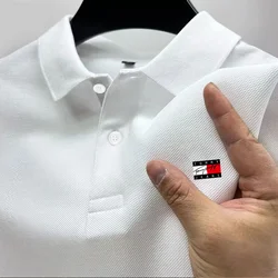 Men's short sleeved polo, business casual shirt, tight fitting, fashionable, summer novelty, 2024