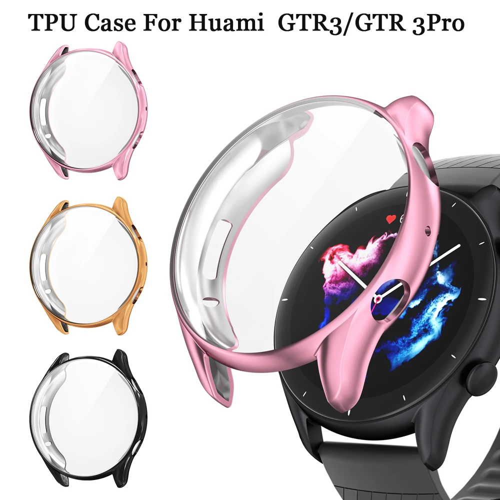 Screen Protector Cover Case Soft TPU Bumper Shell For Huami Amazfit GTR 3/GTR 3 Pro watch screen protector case,watch accessories,watch screen protector,apple watch screen protector case,watch case,watch protective case,watch protective cover