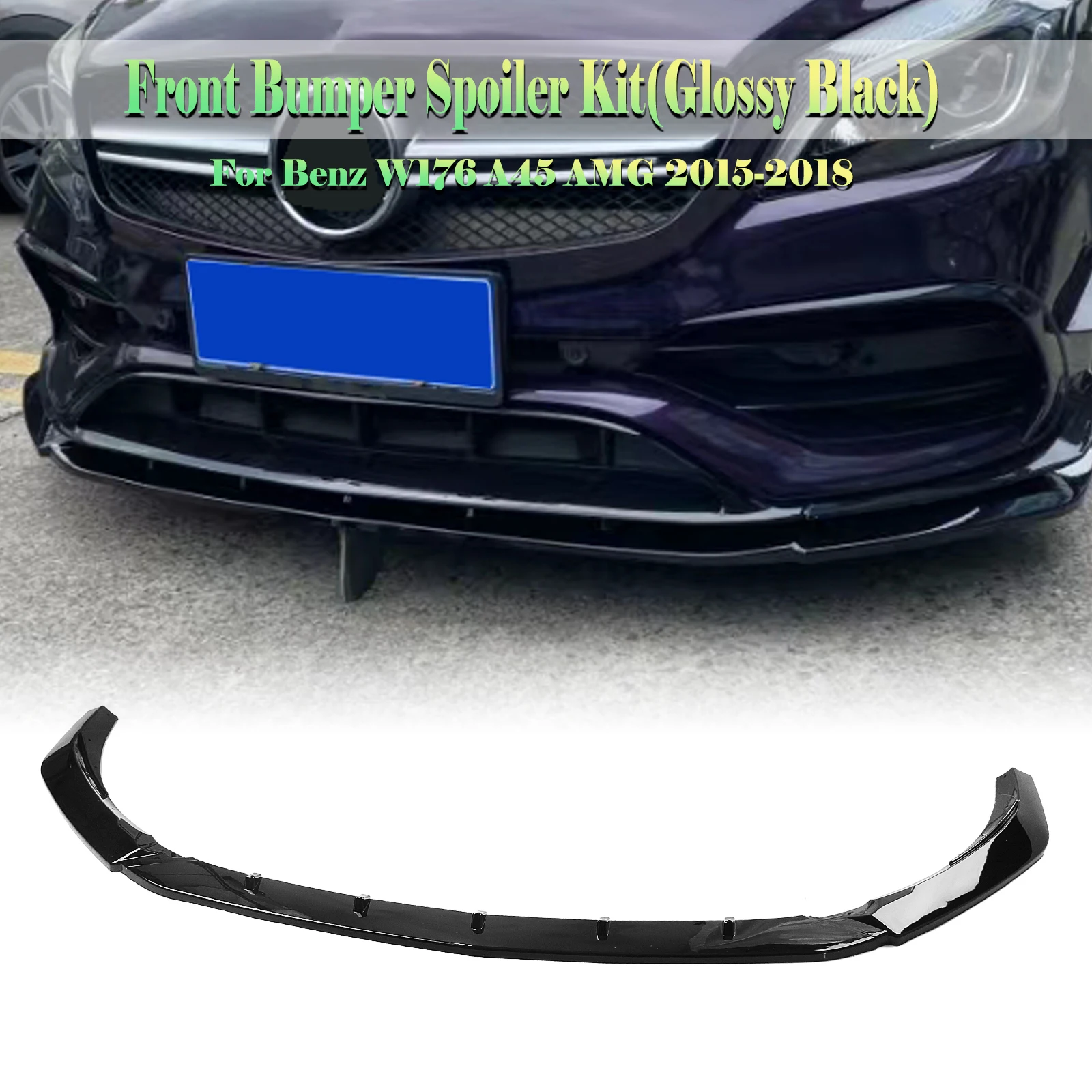 Labbro Splitter Spoiler Inferiore Anteriore Per Mercedes Benz Classe A W176 A200 A45 Amg Hatchback Sport 2015-2018