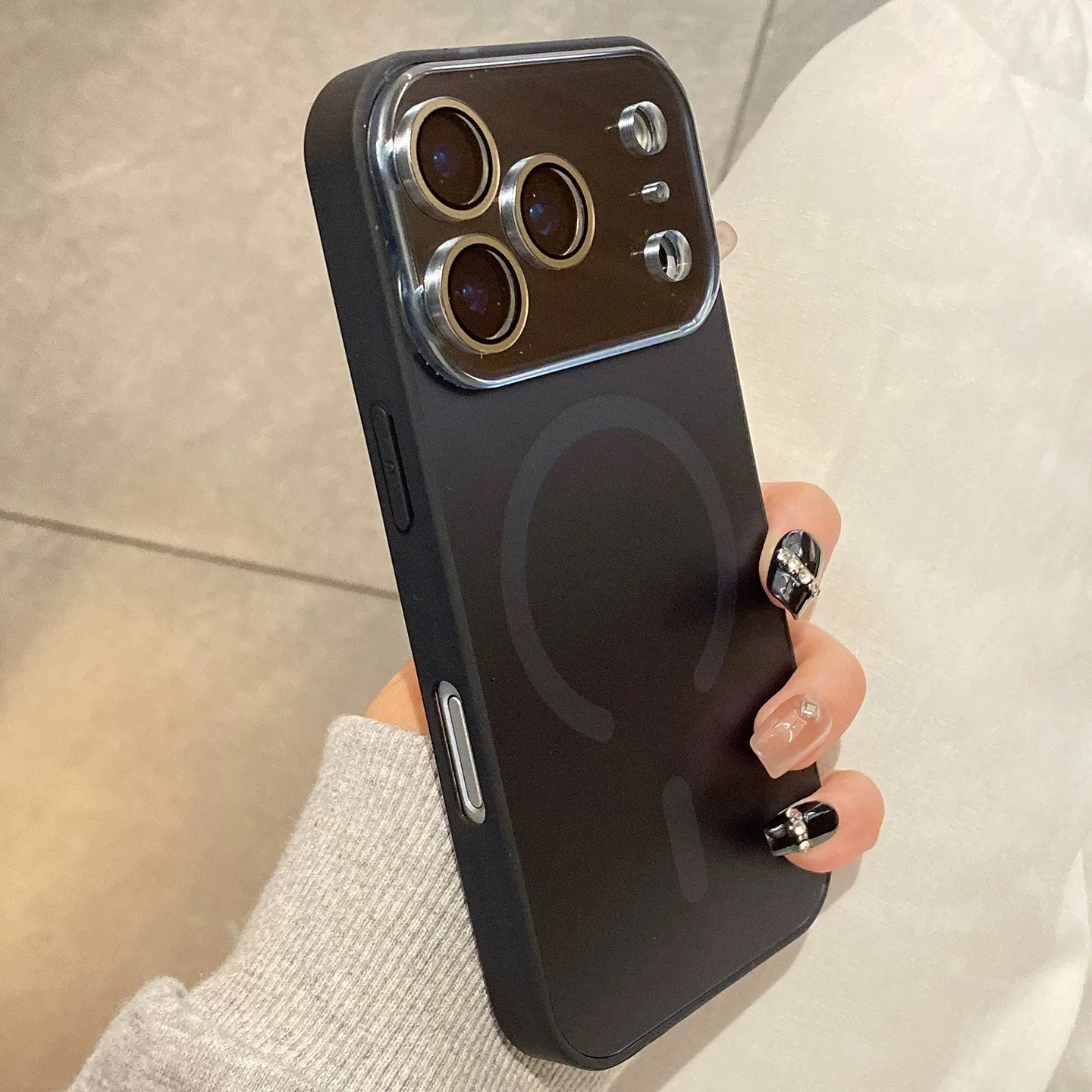Luxury Magnetic Matte Glass Phone Case with Camera Protection and Large Window Design