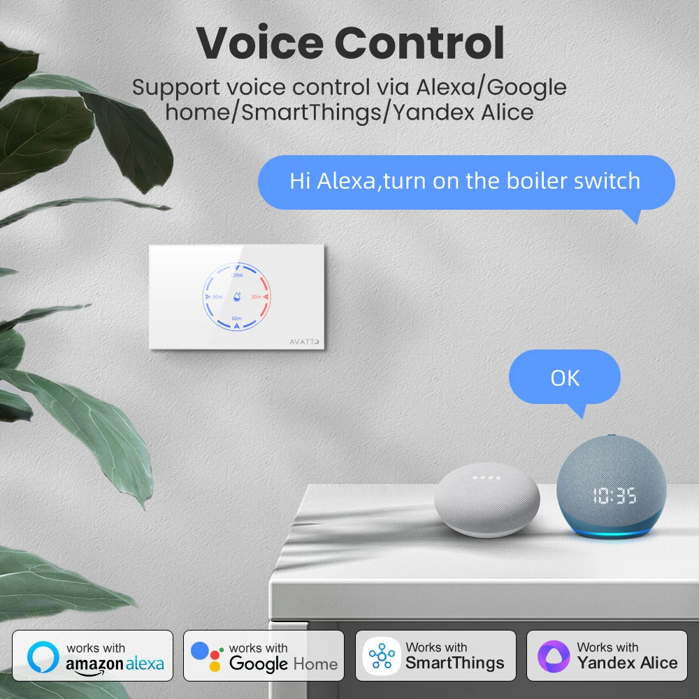 WiFi Smart Boiler Switch,Israel Stand Switch with Energy Monitor,Work for Alexa
