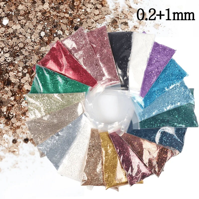 

19 Bag*50G Chunky Glitter Nail Powder Set Shiny Gold Silver Brown Pigments DIY Crafts Decoration Manicure Accessories Supplies