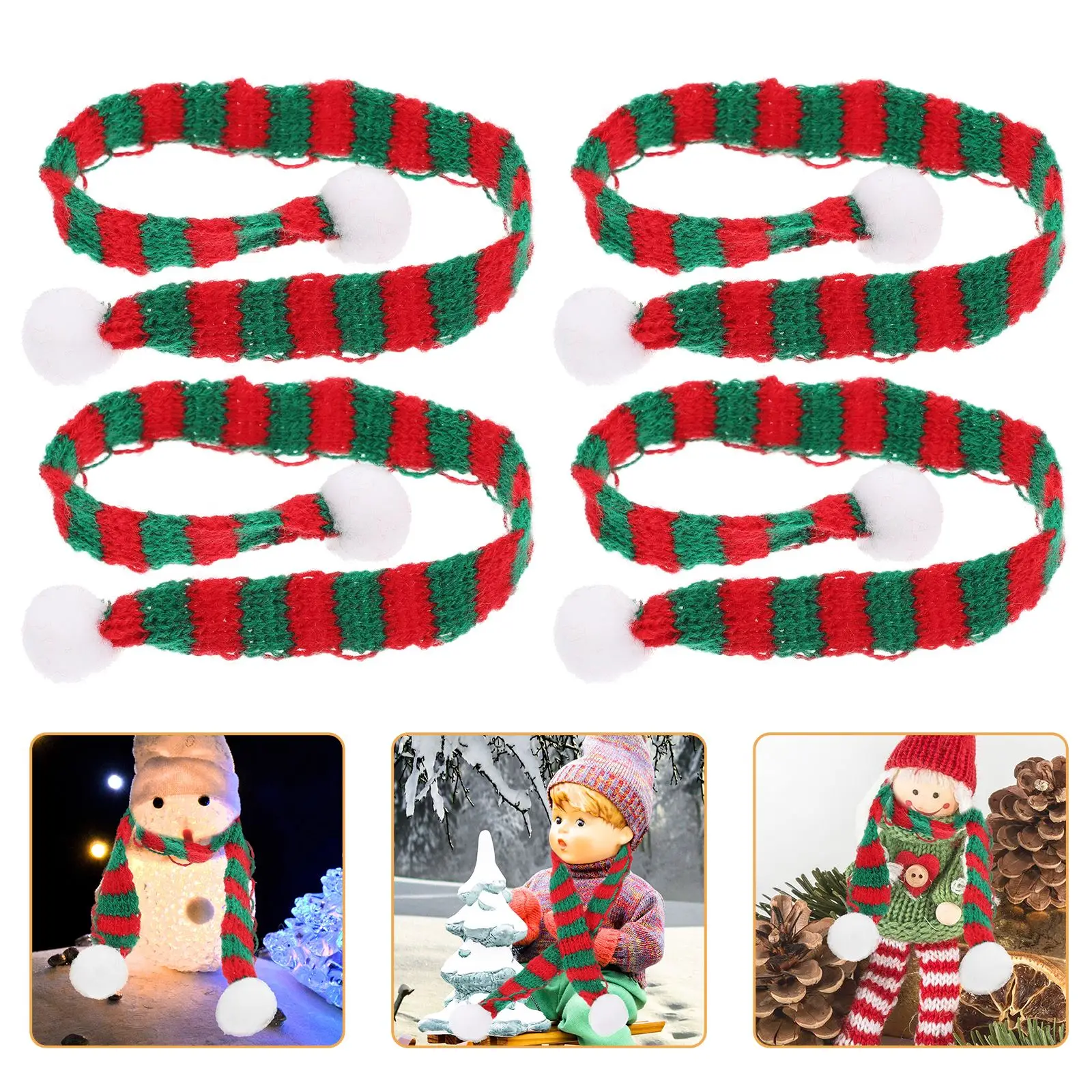 5/10pcs Christmas Mini Scarf DIY Hairball Knitted Scarf Wine Bottle Xmas Snowman Decor Neckerchief Party Festival Adornment