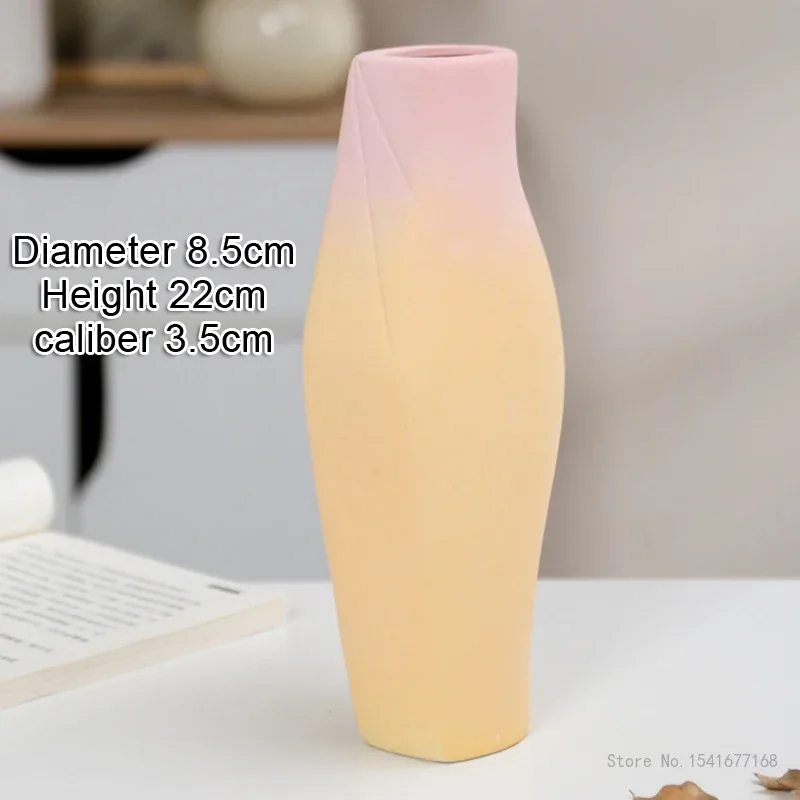 Creative Northern Europe Ceramic Flower Arrangement Device Home Living Room Bedroom Dining Table Decor, Color Gradient Vase, 1Pc