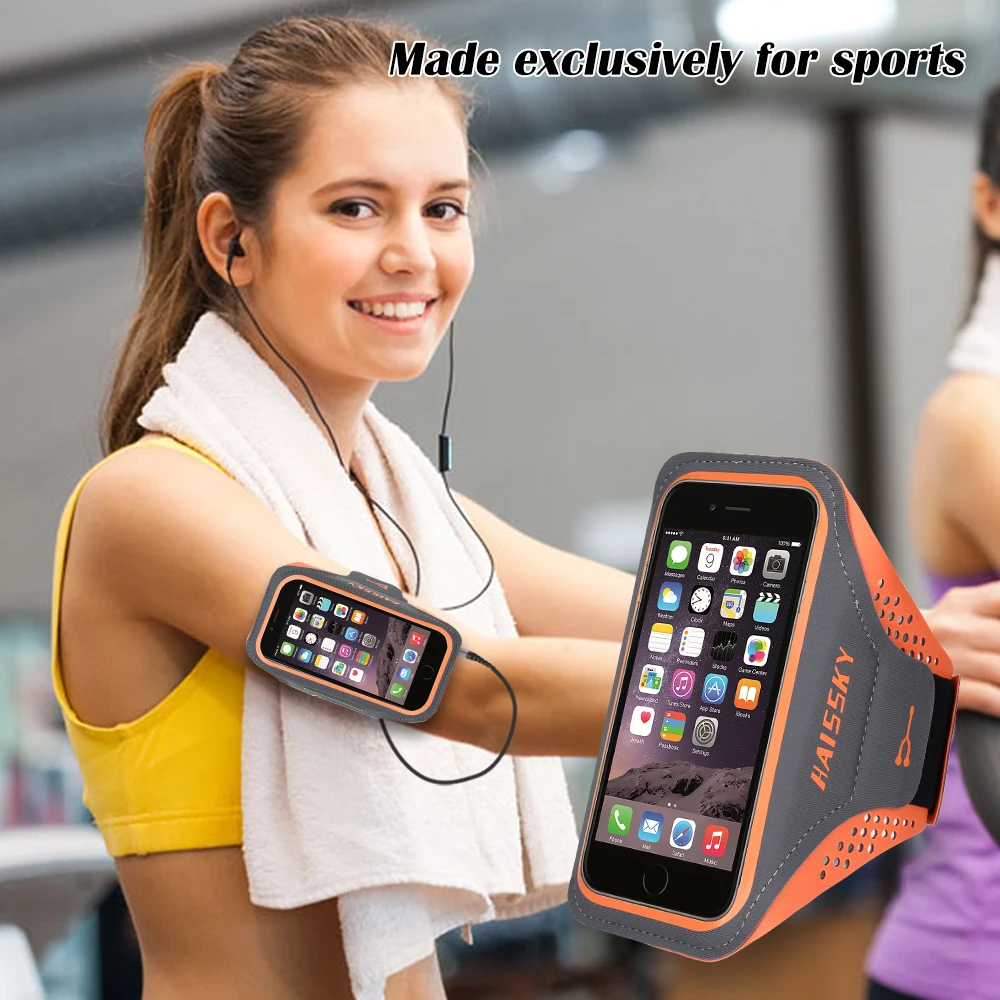 HAISSKY 6.7" Running Bag Armbands Brassard Universal On Hand Phone Pouch Waterproof GYM Workout Phone Storage Bags Arm Bands 3