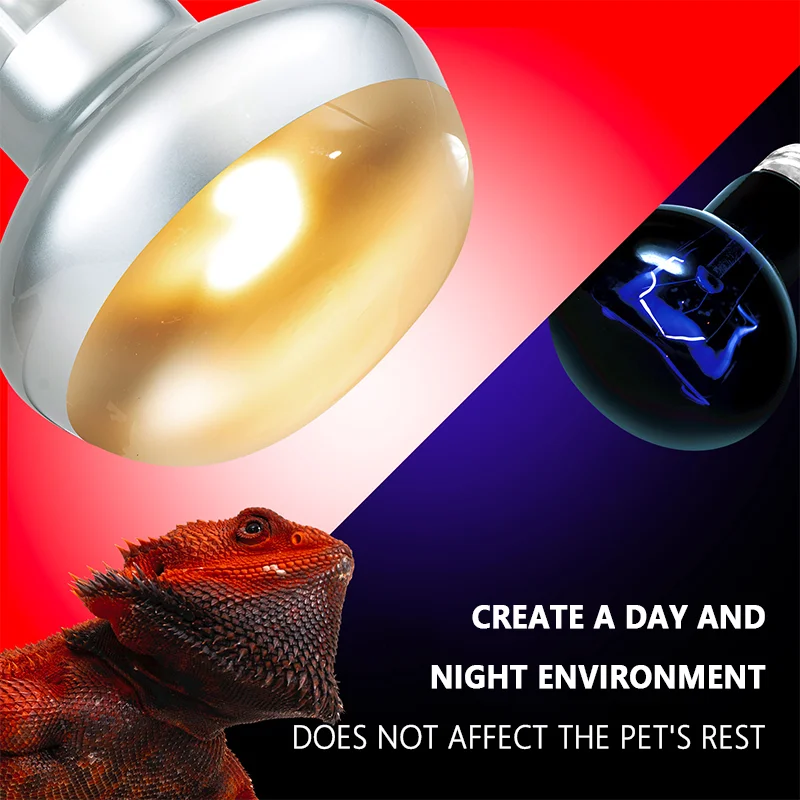 Pet Heating Lamp UVA Day Night Amphibian Amphibian Snakes Lamps Heat Reptile Bulb Lights 25W 50W 75W 100W Reptiles Lighting