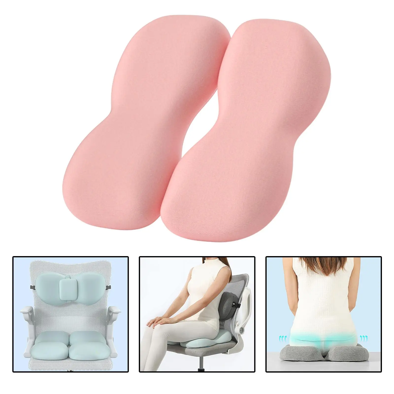 Breathable Back Seat Cushion Hip Waist Multifunctional Improve Posture Removable Elastic Strap Soft Comfortable for Home