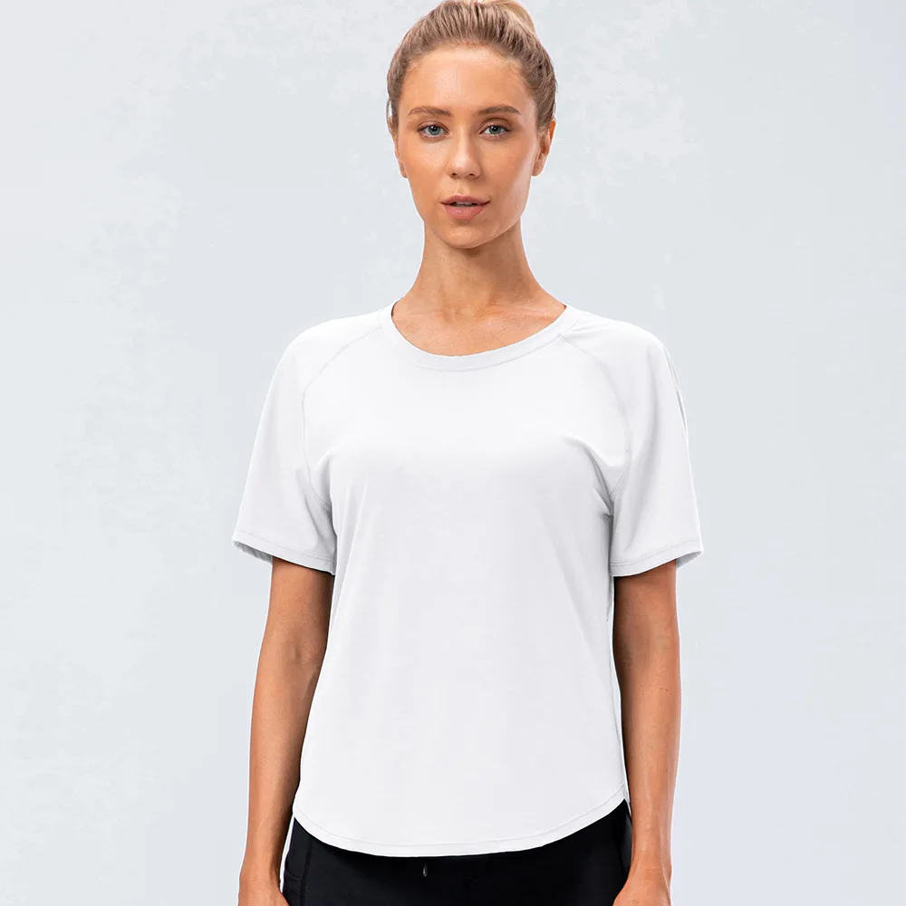 Running Tops Women Sport Shirts Solid Color Gym Yoga Top Breathable Short Sleeve T-Shirts Quick Dry Fitness Workout Top