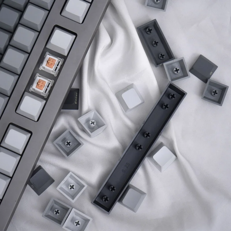 Teclado Mecânico Keycap Lado Gradiente Gravado Pbt Dye-sublimação Cinza 61 64 68 75 84 87 96 98 125 Chaves - Imagem 5