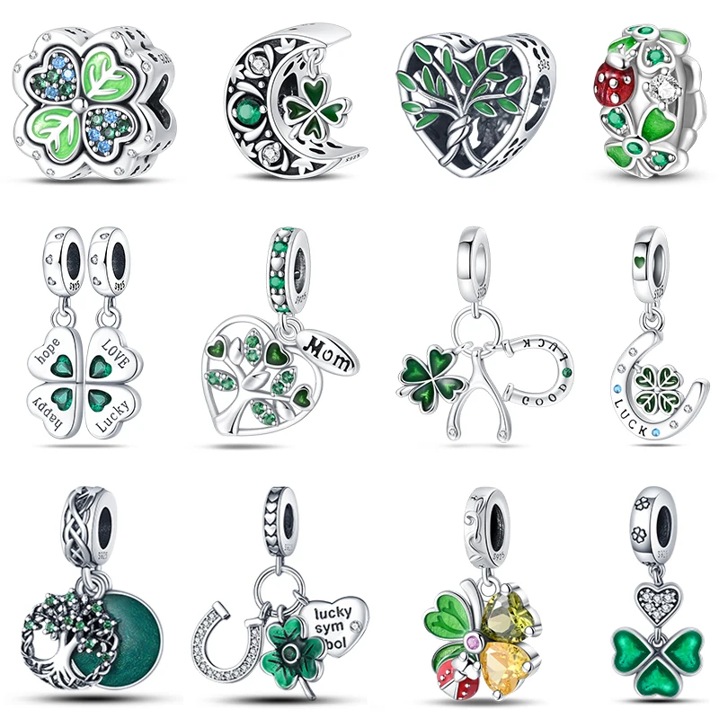 

Spring Lucky Four Leaf Clover Series 100% 925 Sterling Silver Charms Bead Fit Pandora 925 Original Bracelet DIY Birthday Jewelry