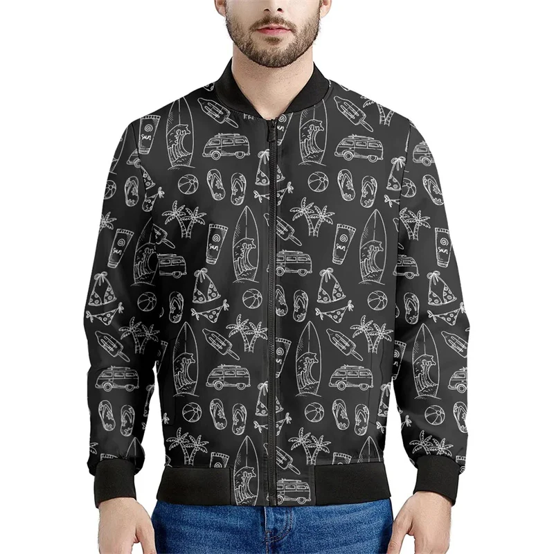 thumbnail image 1 of Chaquetas con estampado 3D de olas del océano vintage, ropa para hombre, sudadera holgada de primavera, chaqueta bomber informal con cremallera, ropa de calle, abrigo, 1 of 5