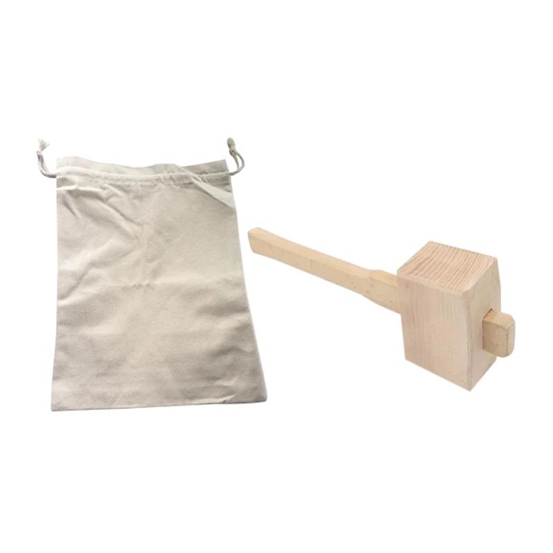 Lewis Bag And Ice Mallet,bartender Kit Ice Crusher, Beach Wood Hammer
