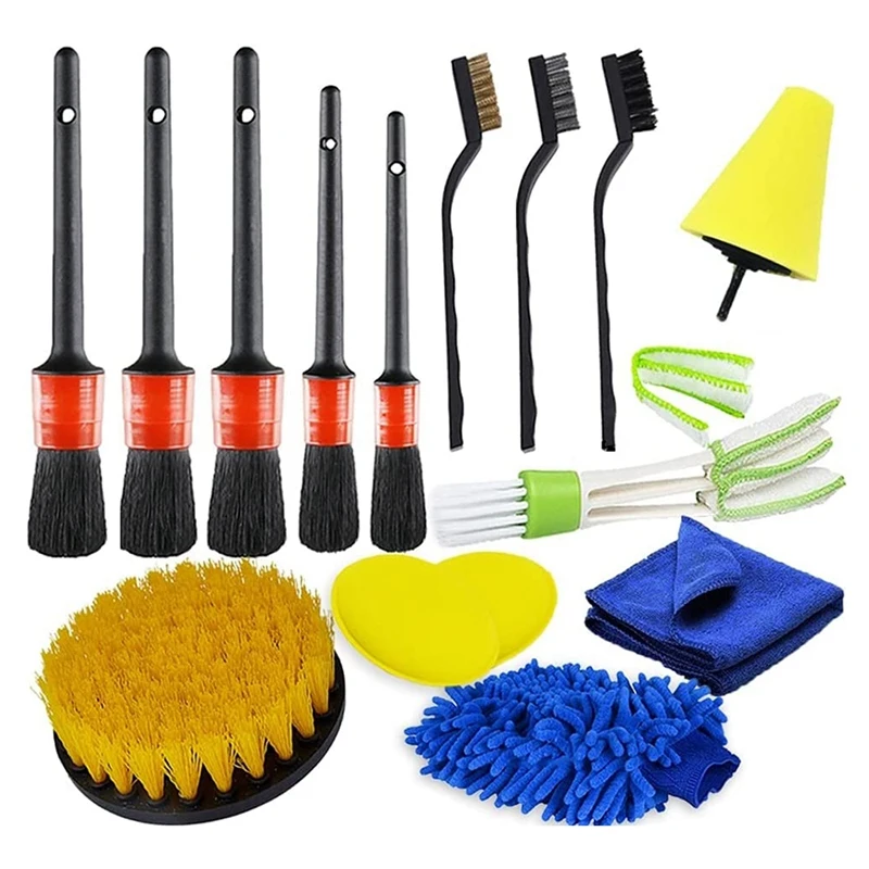 

15 Pcs Car Cleaning Brush Detailing Brush Set Dirt Dust Clean Brushes For Car Interior Exterior Leather Air Vents Clean