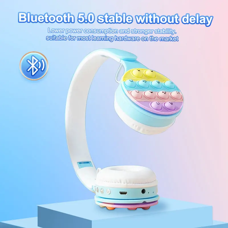 Headworn Rainbow Bubble Wireless Bluetooth S 5.0 Pressure Reducing Cute Foldable With Microphone Card Insertion_voghion.com