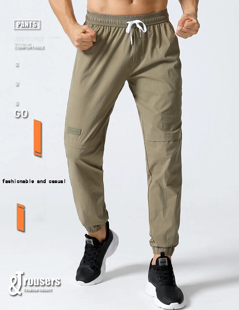 Description Picture 3 of itemMen's Casual All-In-One Outdoor Cross-Country Fitness Pants Trend Fashion Loose Straight Leg Sweatpants Solid Color Overalls