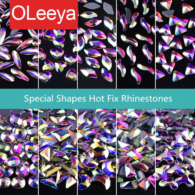 High Quality Multiple Shapes Crystal Hot Fix Rhinestone Flatback Glass  Rhinestone Hotfix Stones Iron on Rhinestones for Clothing