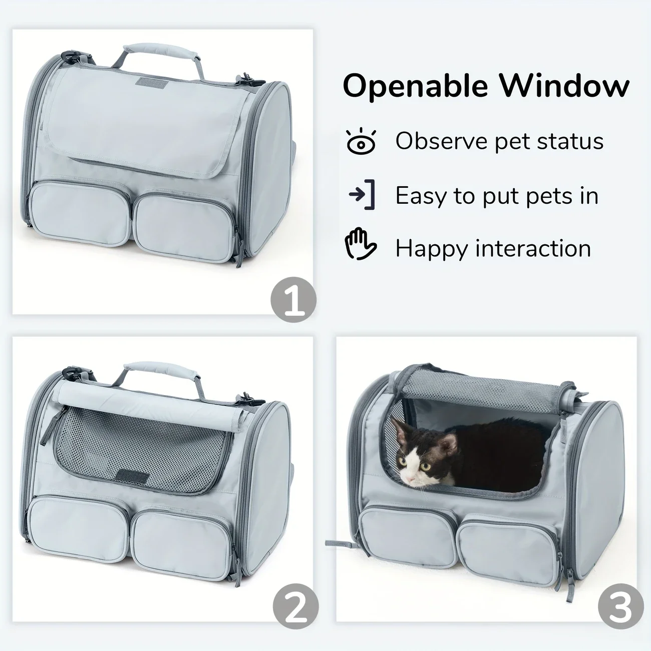 Pet Cat Carrier Bag with Double-Sided Cushion Aviation Backpack Portable Travel Bag Soft-Sided Pet Carriers Small Dog Mesh