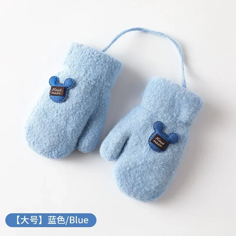 Warm Cartoon Bear Kids Mitten for Boy Girl Chi Korea Cute Bear Toddler Glove Autumn Winter Thicken Furry Mitten for 1-6 Year