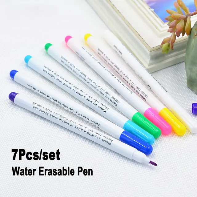 7Pcs Cross Stitch Water Erasable Pen Washable Soluble Fade Disappearing Ink  Fabric Cloth Textile Marker For Tailors Drawing Line - AliExpress