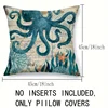 1pc Cove Single Side Square CushionCovers Seahorse Whale Starfish Turtle Blue Ocean Square Throw PillowCover Linen Material 5