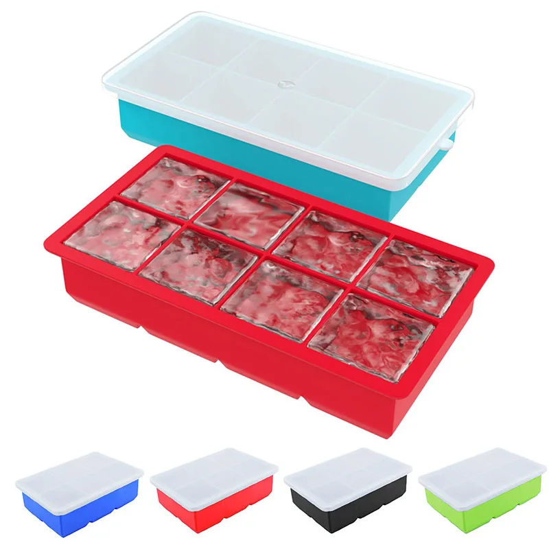 Silicone Ice Cube Trays Large  Ice Cube Trays Large Square - 4/6/8cell Large  Ice - Aliexpress