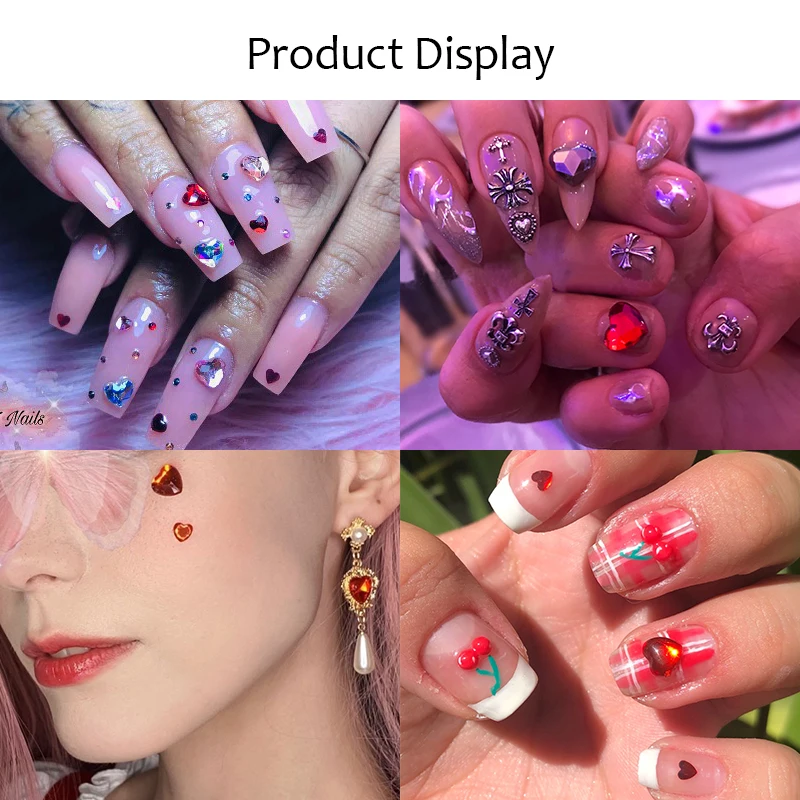 100pcs 하트 아크릴 비 핫픽스 라인 석 반짝이 손톱 크리스탈 Strass 네일파츠 라인 석 장식 파라 unas 네일 아트 네일 참