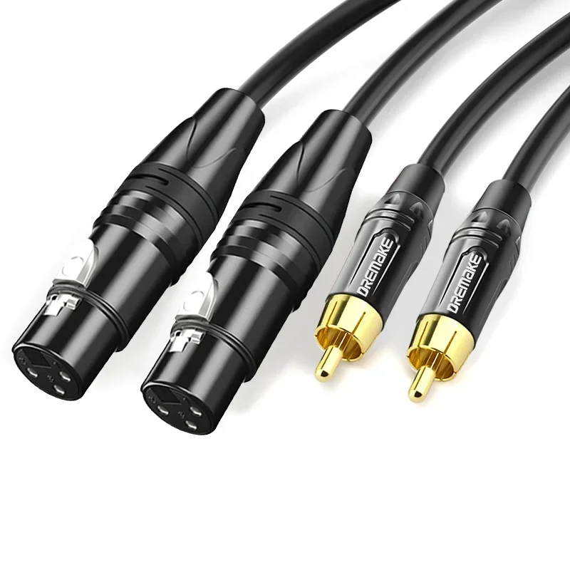 КАБЕЛЬ 2RCA-2XLR, двойной аудиокабель XLR мама-Двойной RCA папа для микрофона, микшера, усилителя, DVD-динамика, микрофона