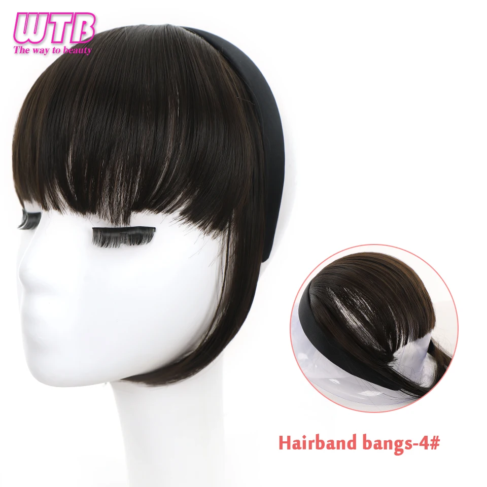 Tanie WTB Braid pałąk Bangs syntetyczne grzywki do przedłużania włosów fałszywe frędzle naturalne sklep