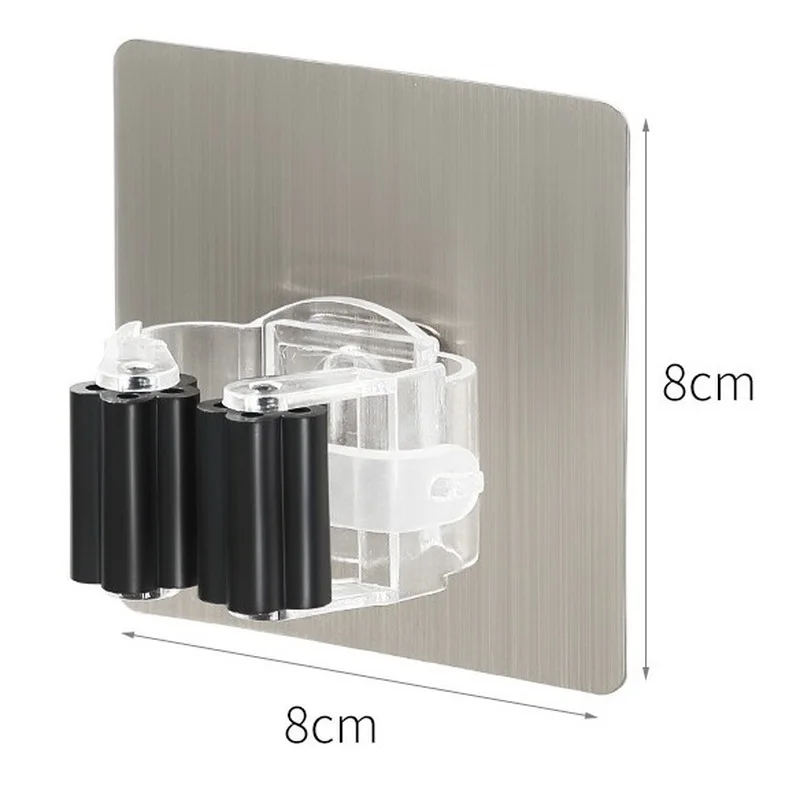 Wall Mop Holder Hook Bathroom Kitchen Wall Mounted Mop Organizer Holder Rack Brush Broom Hanger Self-Adhesive Strong Hooks