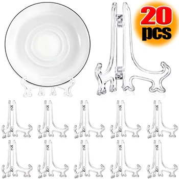 20x Portable Dish Display Stand Foldable Plastic Display Stand Photo Frame Stand Plate Saucer Pottery Display Home Storage Rack