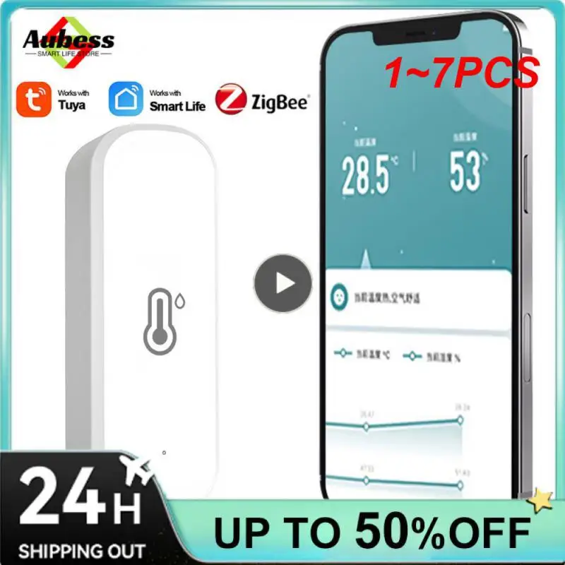 

1~7PCS Tuya ZigBee/wifi Smart Temperature And Humidity Sensor Battery Powered ZigBee Smart Home Security Work With Alexa