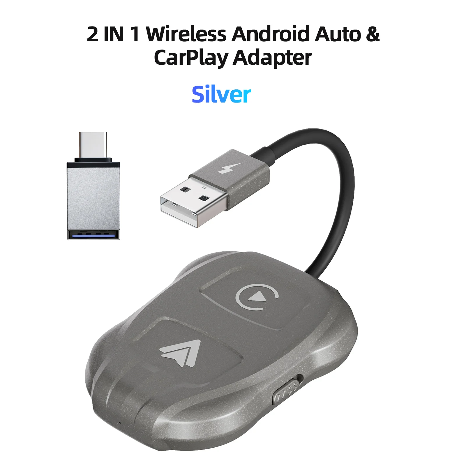 Adaptador inalámbrico Android Auto para automóvil – Versión 2023, cable a  inalámbrico Android Auto Dongle – WiFi de doble banda, baja latencia