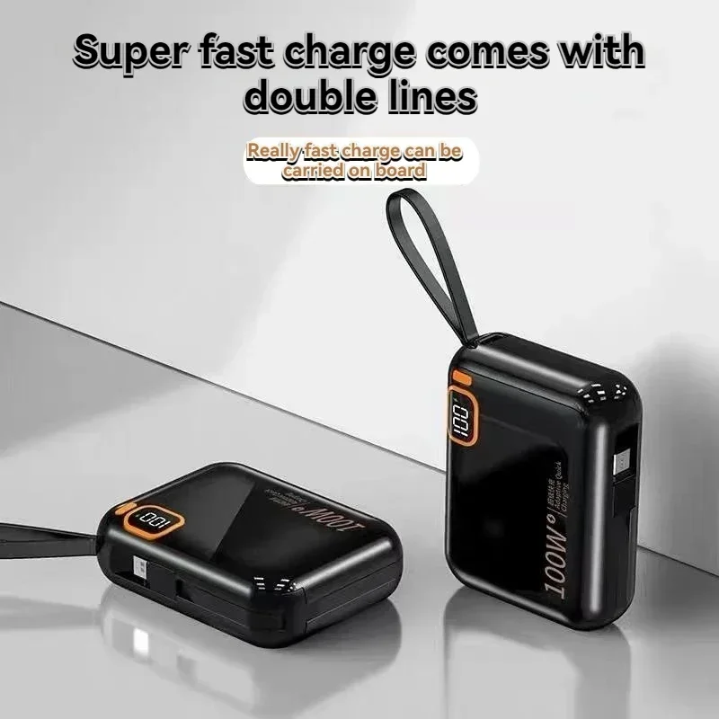 휴대용 미니 보조배터리, 66W, 20000mAh, 내장 케이블, PD20, 초고속 충전, 컴팩트, 신제품