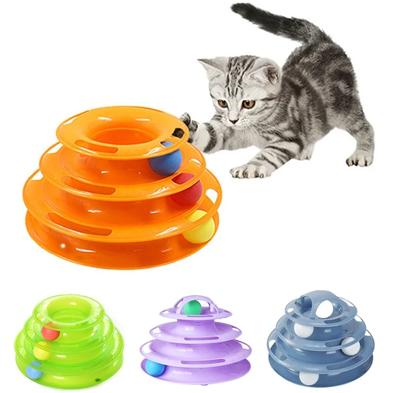

Funny Cat Pet Toy Cat Toys Intelligence Triple Play Disc Cat Toy Balls Ball Toys Pets Green Orange