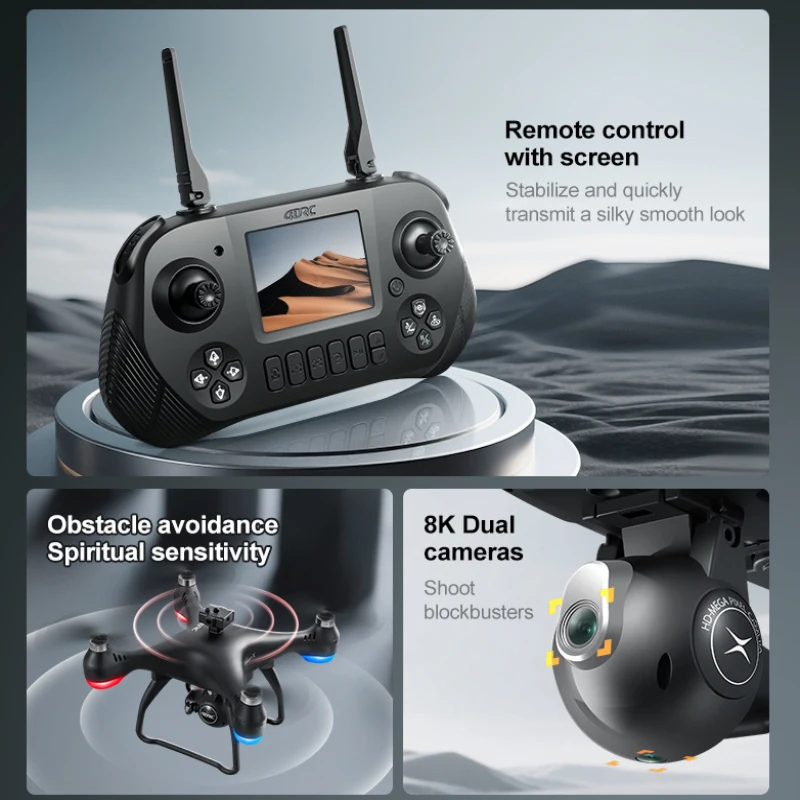 Drone RC 8K 3 Batteries Longue Portée WiFi FPV Caméra HD