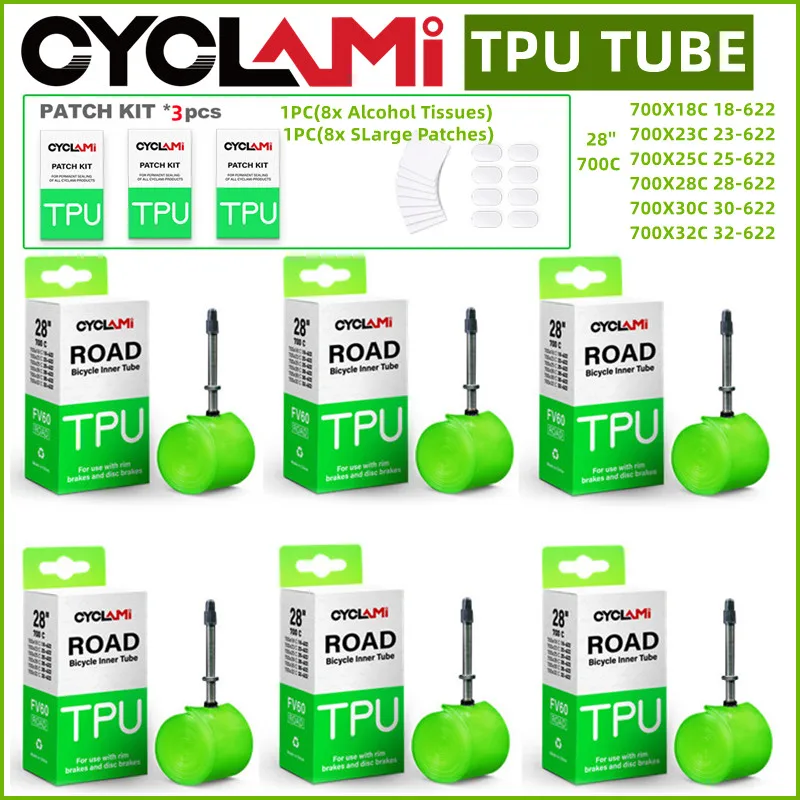 CYCLAMI Ultralight Bicycle Inner Tube Road Bike Bicycle TPU Inner Tire 60 80mm French Valve