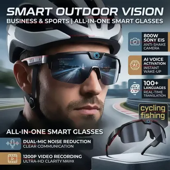 Nuovi Occhiali Smart AI 2026 per Riprese e Registrazioni con Fotocamera da 800W HD, Anti-vibrazione, Ideali per Ciclismo, Occhiali Antivento