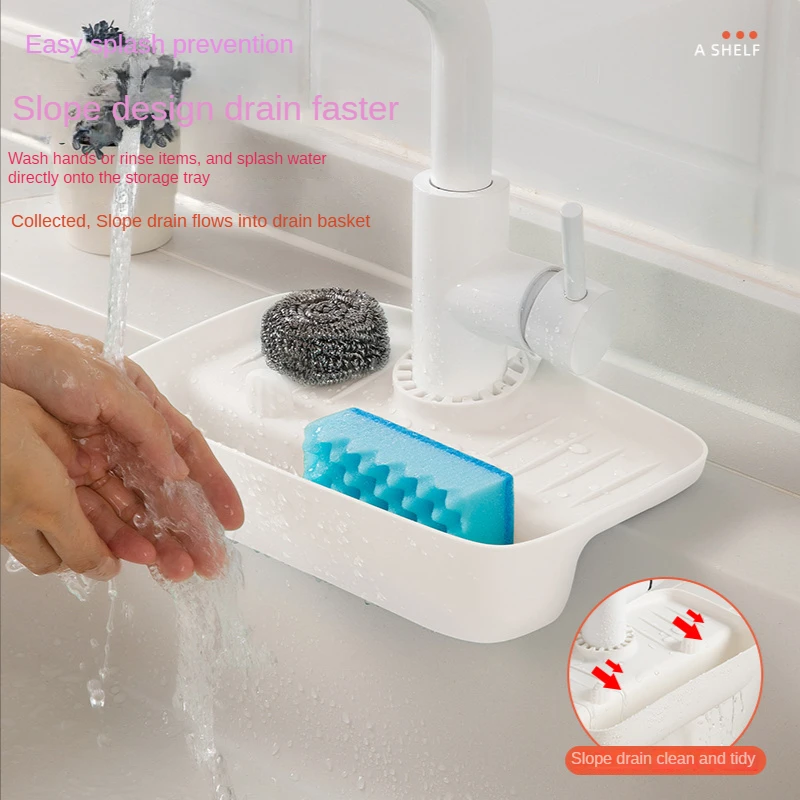 Faucet splash proof drainage rack sink water collection mat anti-slip countertop mat kitchen rag sponge wipe drain storage rack 3