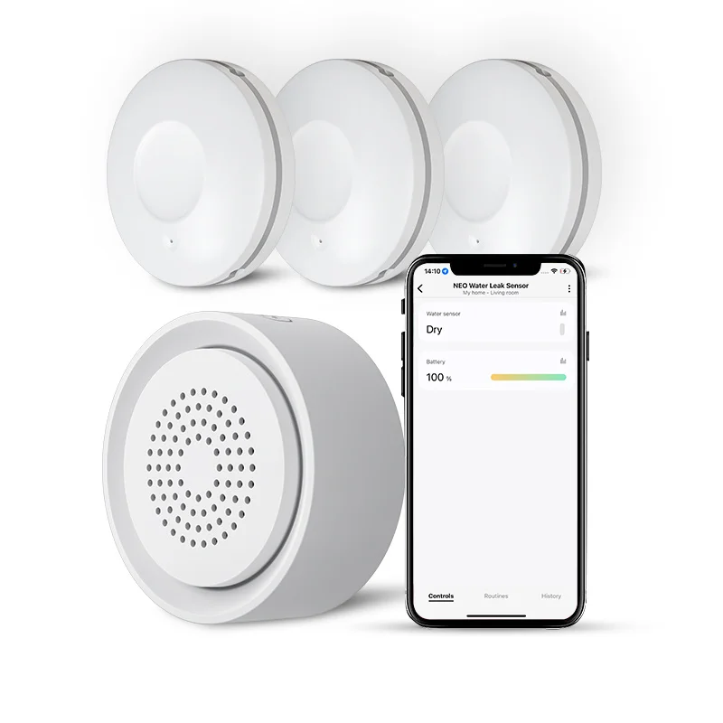 Tuya Smart WiFi Water Leak Alarm Kit 3 Pack Water Sensors with 90dB Adjustable
