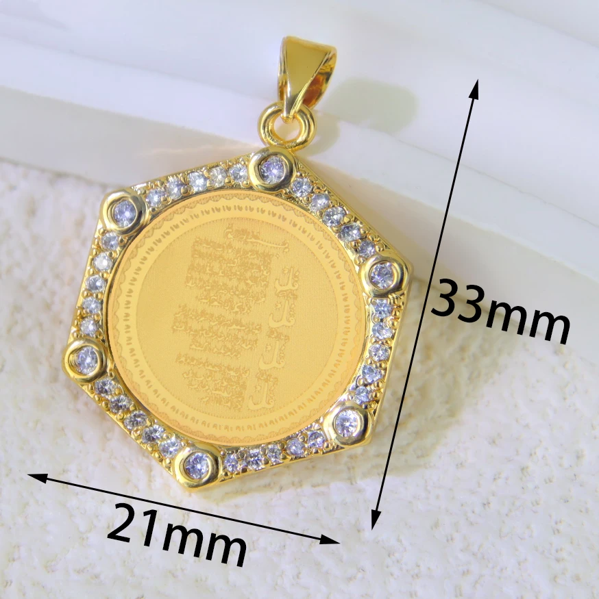 Arabische Mode Wassertropfen Anhänger 21k vergoldet Türkische Vintage Zirkonia Münzen Anhänger Dubai Frauen Täglichen Party Schmuck – Detail 15