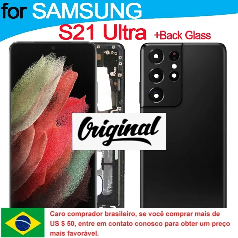 Écran tactile LCD AMOLED de remplacement, avec vitre arrière, pour Samsung  Galaxy S21 Ultra G998 G998U, original